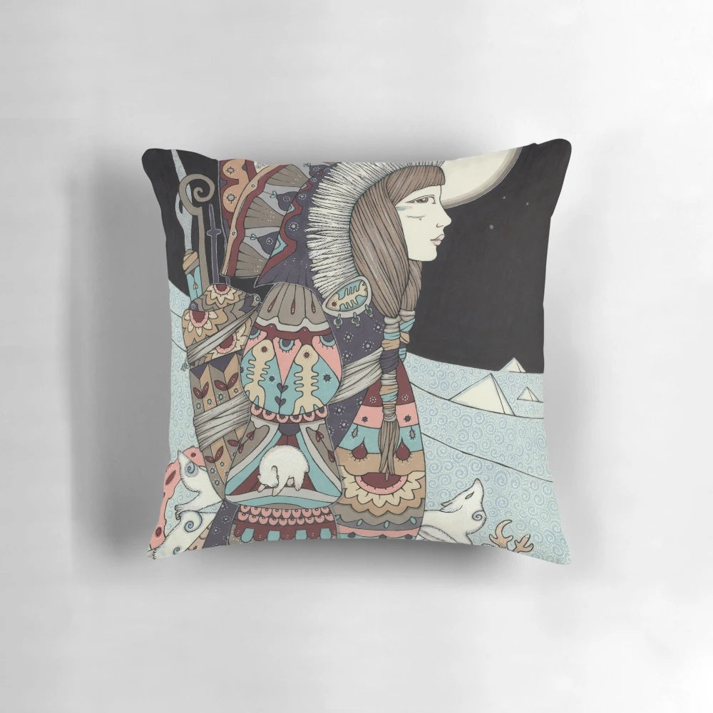 Sedna Goddess Pillow - Mythical Arctic Inspired Decorative Cushion
