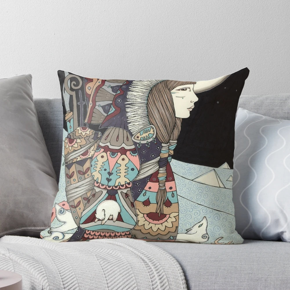 Sedna Goddess Pillow - Mythical Arctic Inspired Decorative Cushion