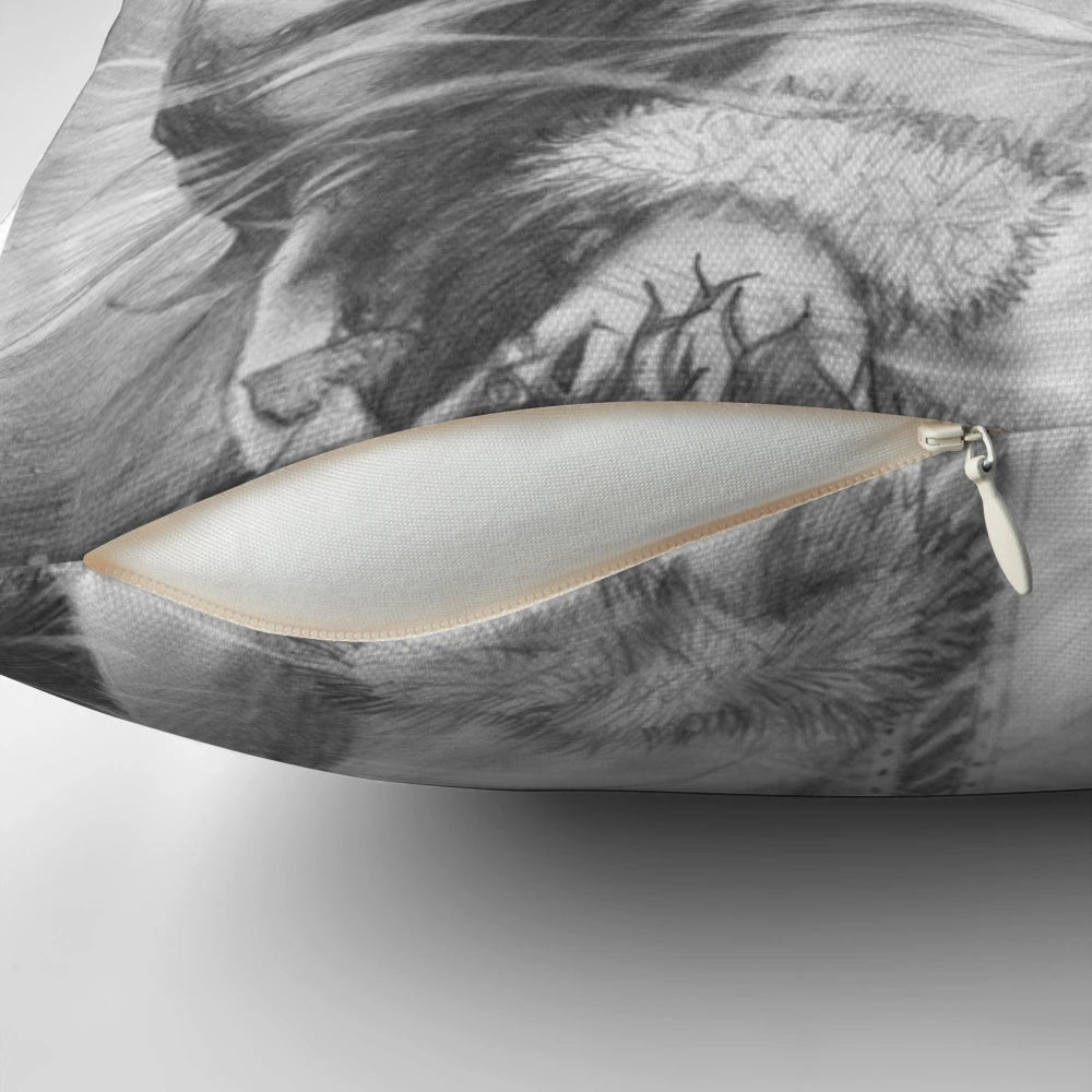 Sedna, the Inuit sea goddess, depicted on a decorative pillow.