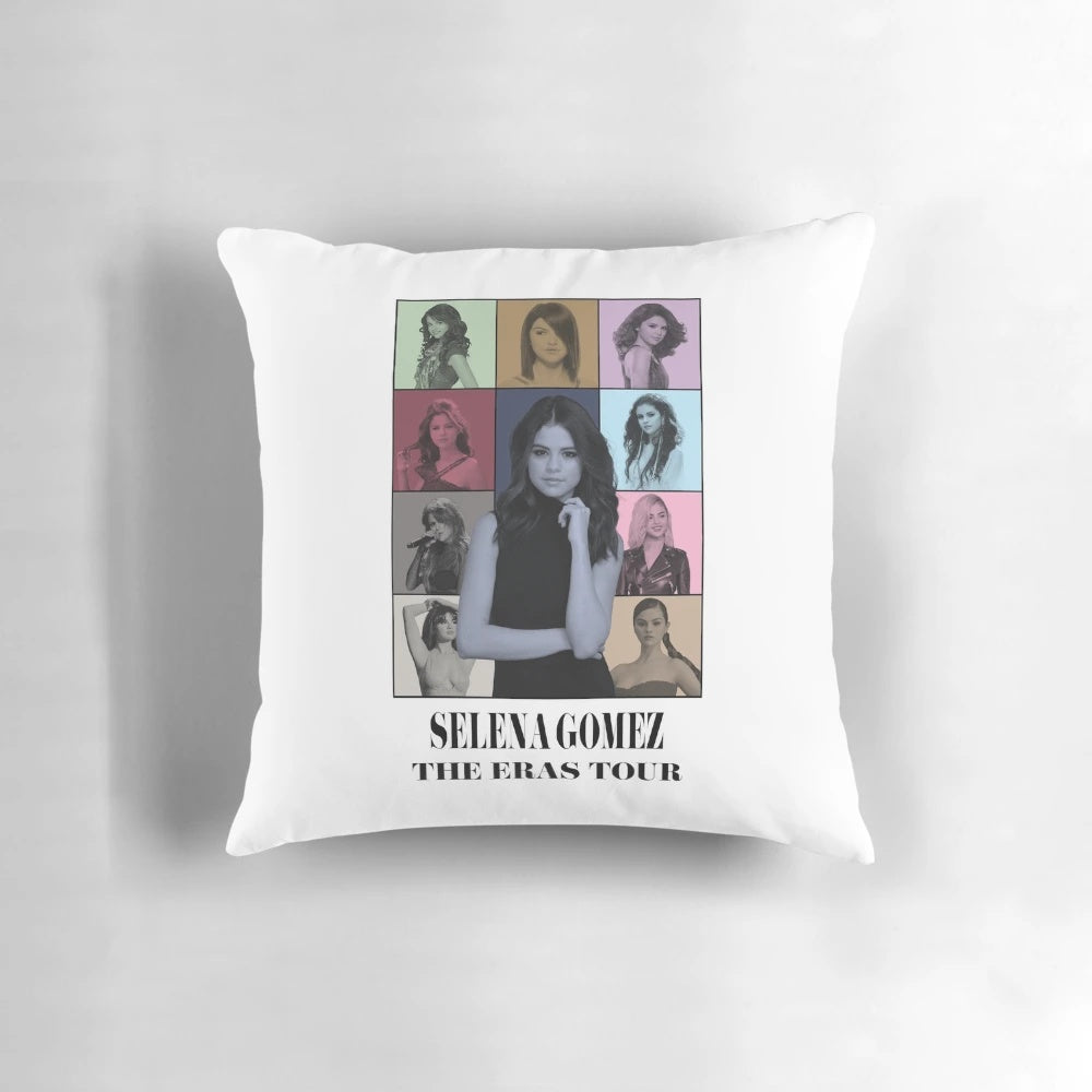 Soft, comfortable pillow featuring artwork from Selena Gomez's 'The Eras Tour