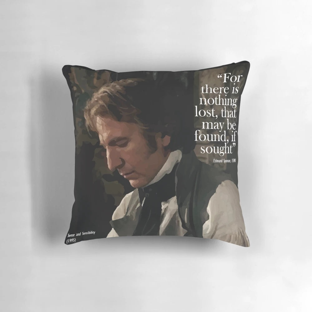Decorative pillow featuring Alan Rickman as Colonel Brandon from the 1995 film Sense and Sensibility