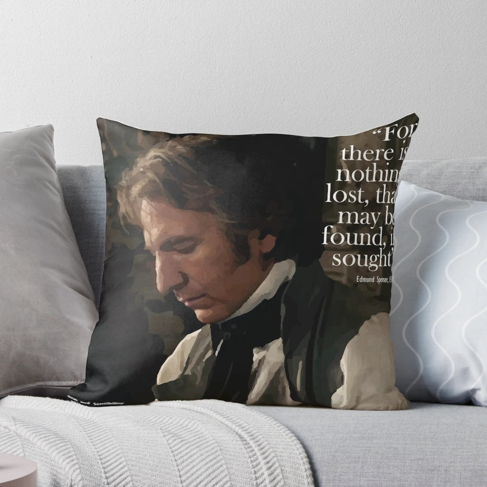 Decorative pillow featuring Alan Rickman as Colonel Brandon from the 1995 film Sense and Sensibility