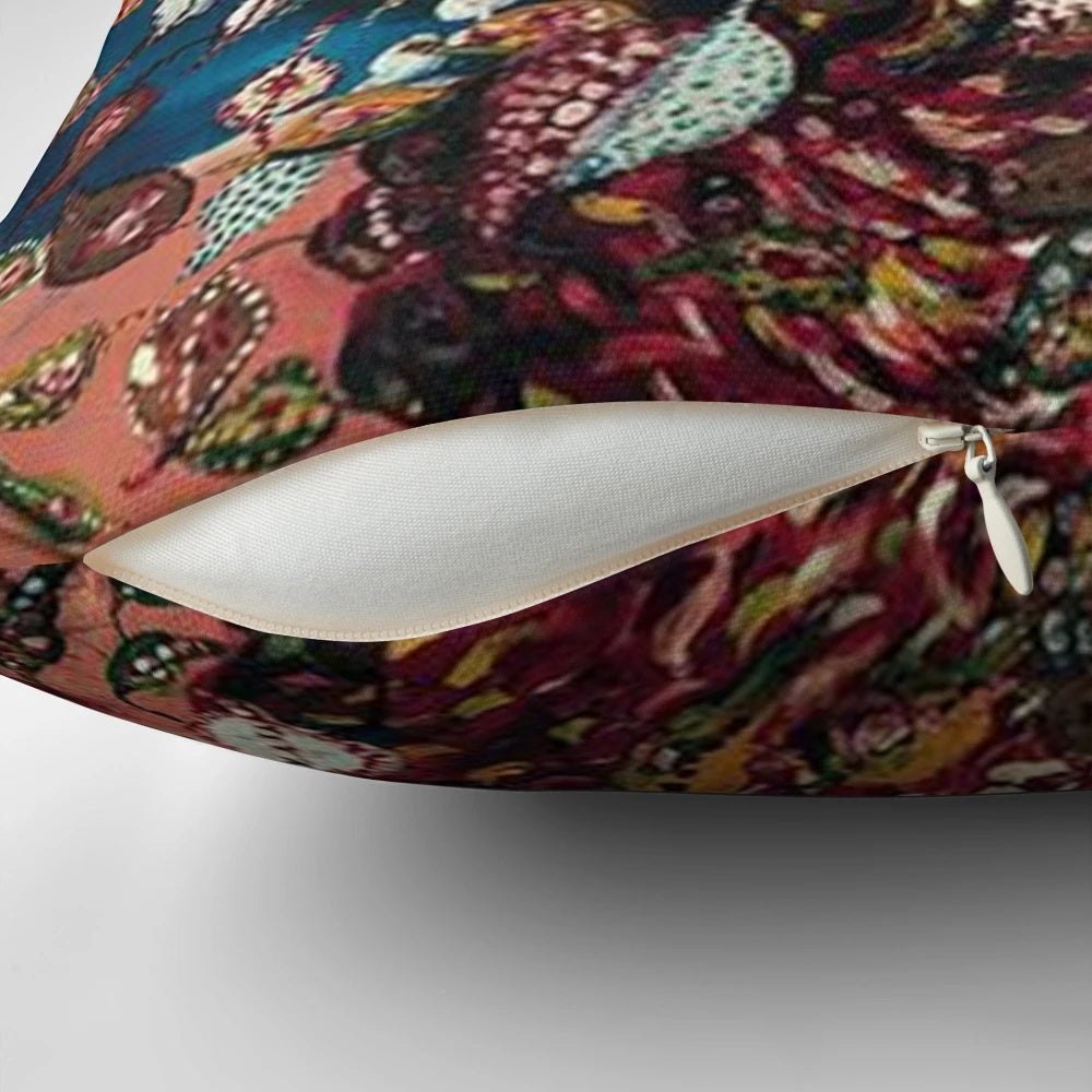 Vibrant floral bouquet pillow design by French artist Seraphine Louis
