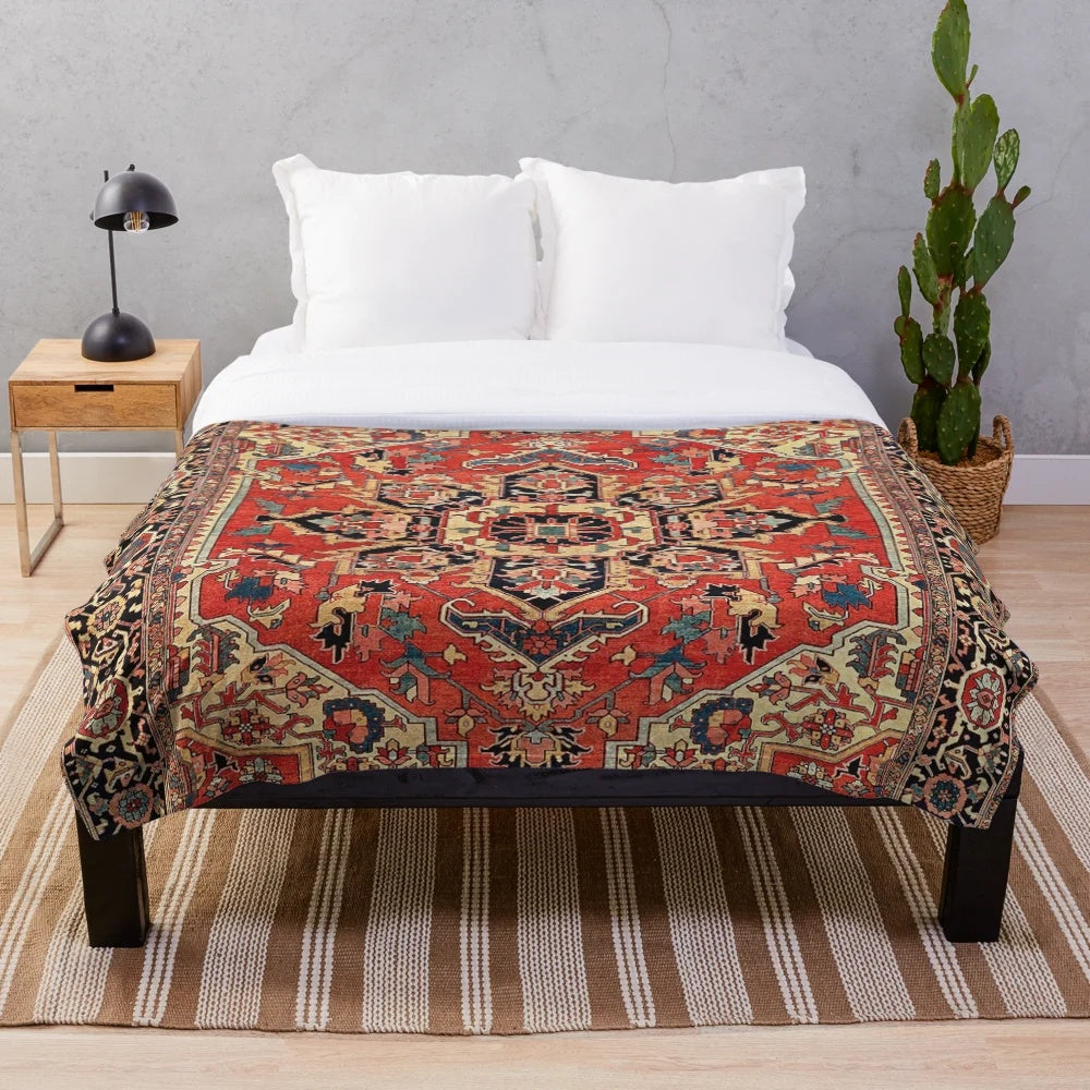 Serapi antique Persian carpet print plush blanket