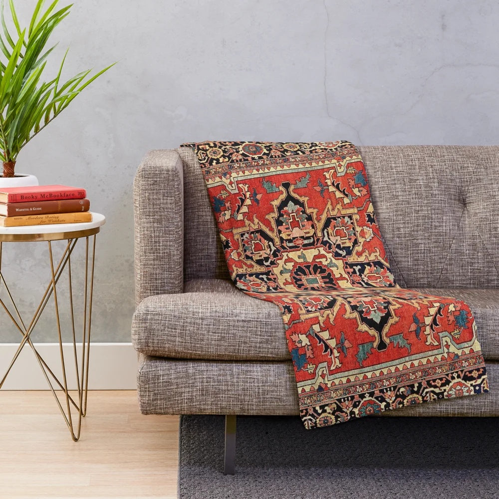 Serapi antique Persian carpet print plush blanket