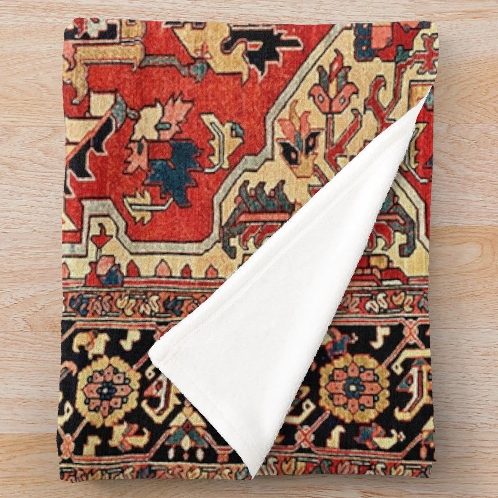 Serapi antique Persian carpet print plush blanket