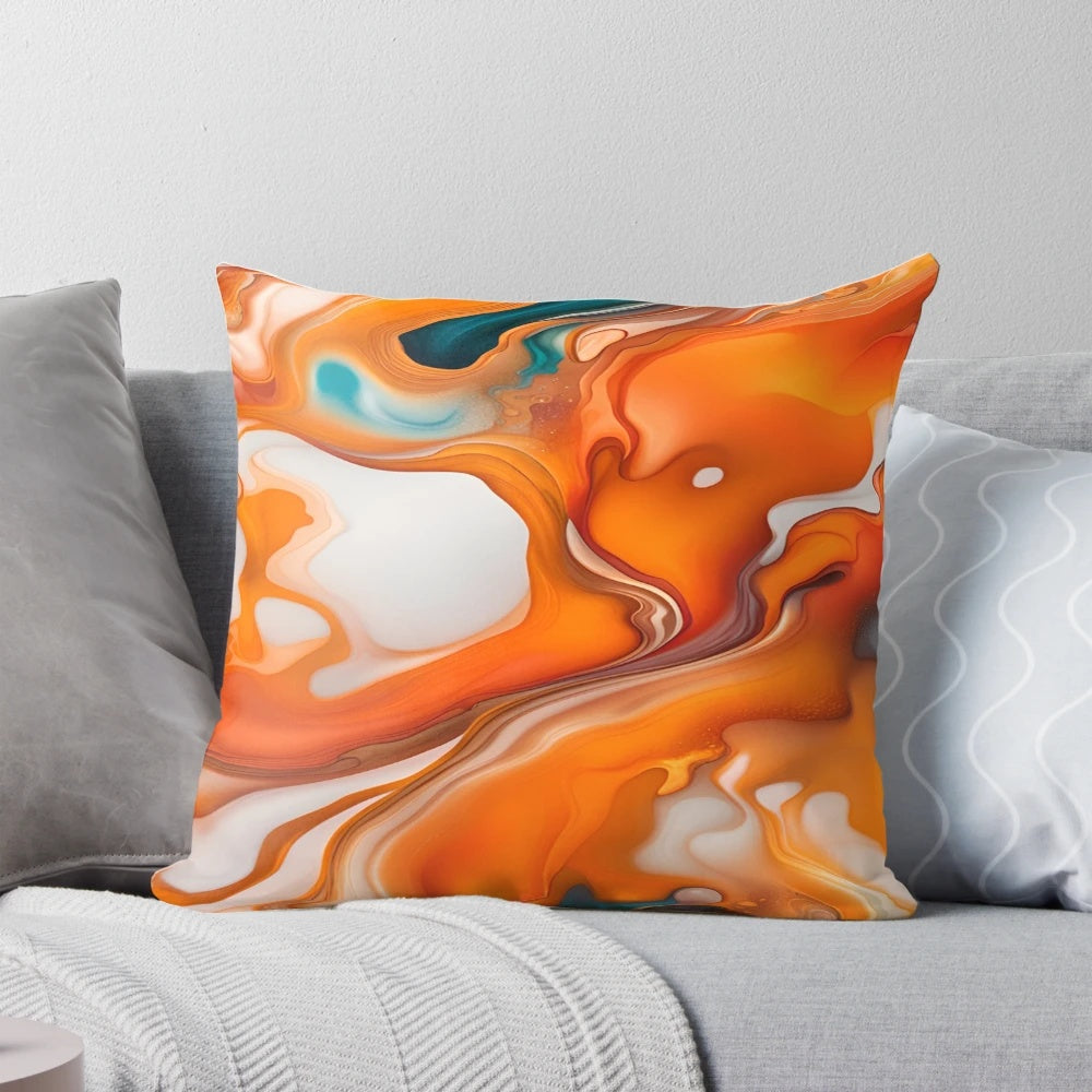 Soothing abstract painting in burnt orange and white tones with a marble-like texture, creating a tranquil and calming atmosphere.