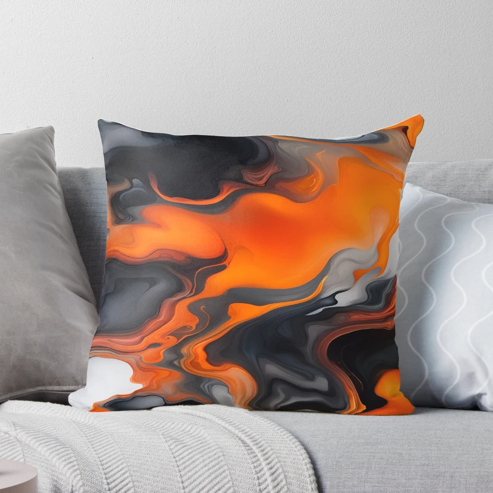 Translucent abstract art in shades of burnt orange, black, white, and grey with a marble texture effect.