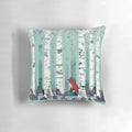 Serene watercolor painting of birch trees in a forest on a decorative throw pillow