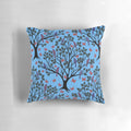 A beautiful blue pillow featuring a vibrant butterfly migration scene, perfect for adding a touch of nature to any space.