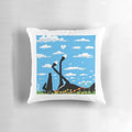 A soft, blue sky-themed pillow featuring a nature-inspired design, perfect for greyhound and nature enthusiasts.