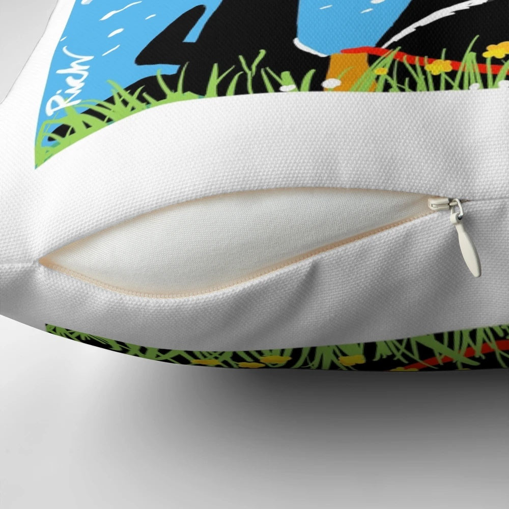 A soft, blue sky-themed pillow featuring a nature-inspired design, perfect for greyhound and nature enthusiasts.