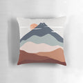 Serene cat landscape artwork featuring a minimalist design with mountains and soothing colors