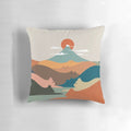 Vibrant cat landscape throw pillow with soothing sunset colors