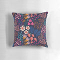 Lush flower field botanical design black floral pillow for a nature-inspired home