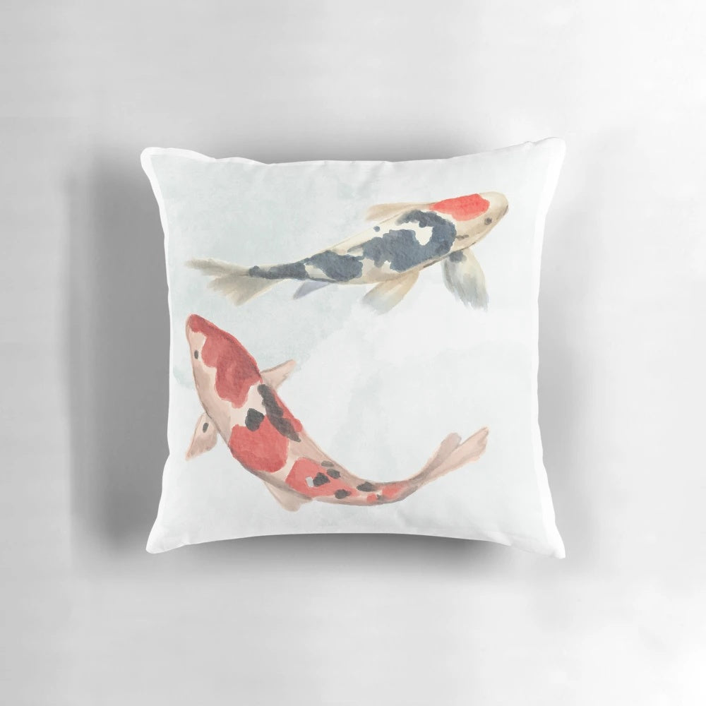 A beautiful koi fish pillow design, featuring the colorful and iconic Japanese koi carp