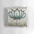 Soft, floral meditation pillow featuring a beautiful lotus flower design for yoga, relaxation, and mindfulness.