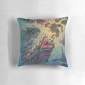 Decorative pillow featuring a vibrant underwater scene with fish, pearls, and a golden color palette