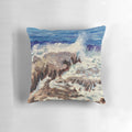 Galician-inspired ocean waves and whitecaps printed on a soft, comfortable pillow