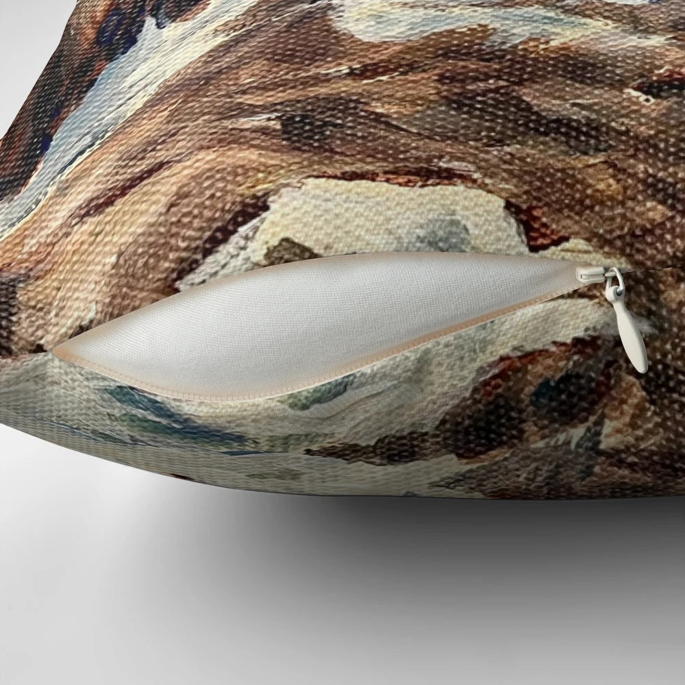 Galician-inspired ocean waves and whitecaps printed on a soft, comfortable pillow