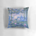 Soft, colorful pillow featuring the iconic water lilies painting by the renowned impressionist artist Claude Monet.