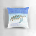 Vibrant watercolor illustration of a sea turtle swimming underwater in a tropical lagoon