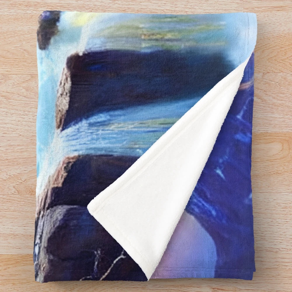 Cozy plush blanket featuring a beautiful waterfall landscape