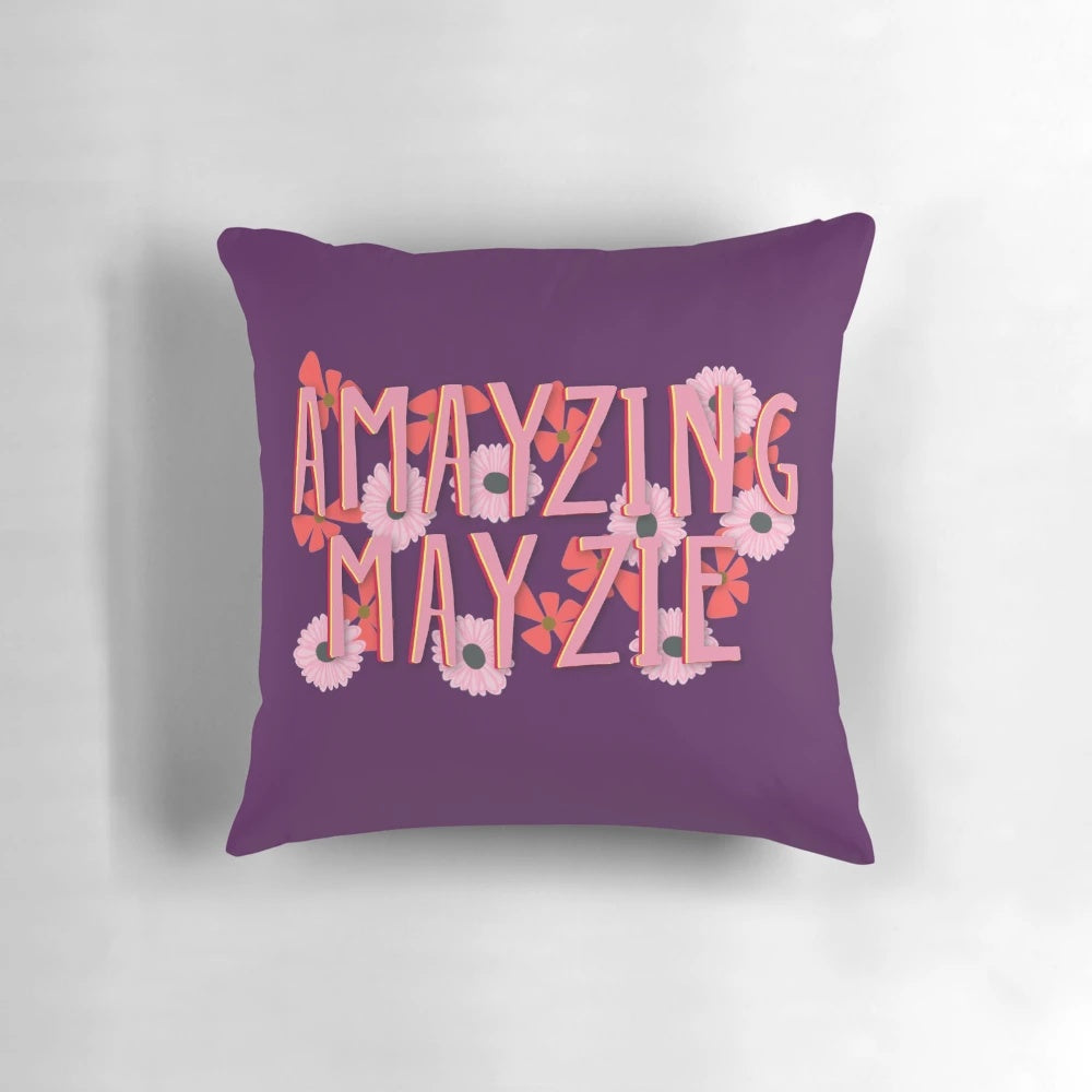 Seussical the Musical-inspired floral throw pillow with vibrant colors