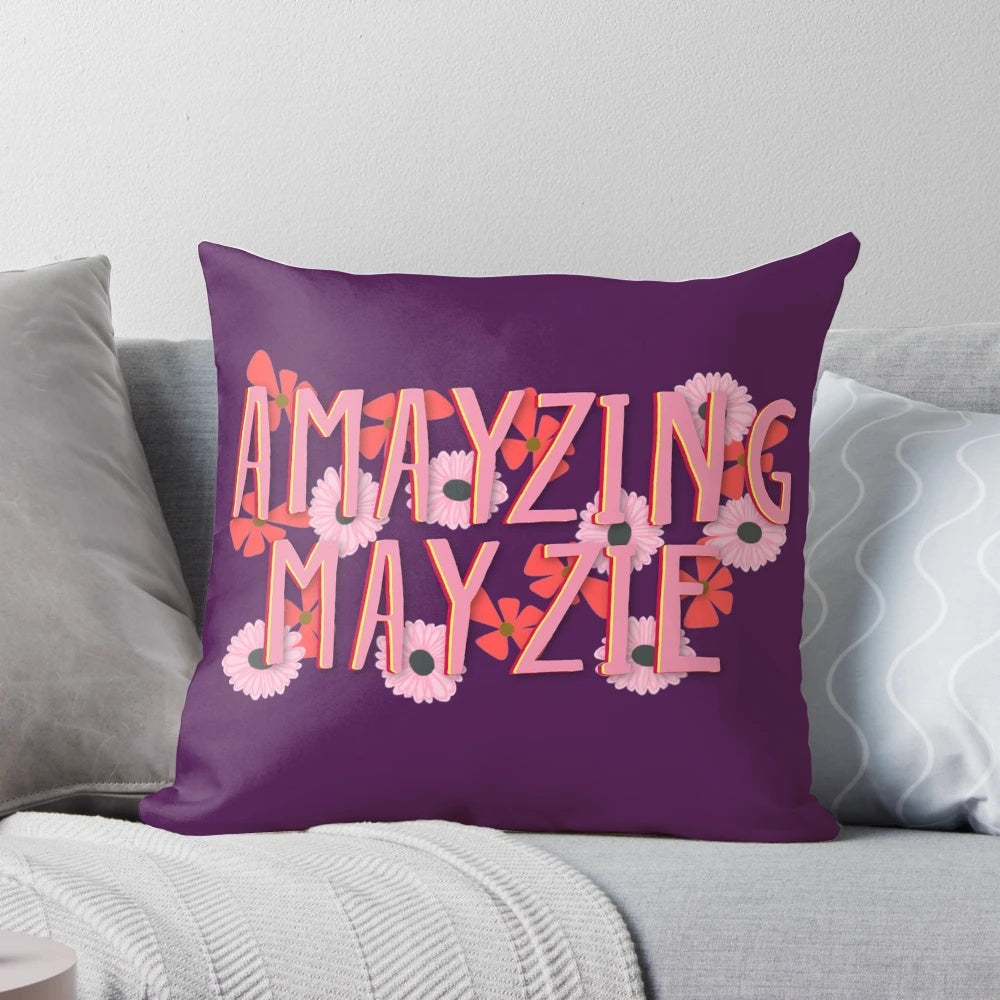 Seussical the Musical-inspired floral throw pillow with vibrant colors