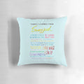 Throw pillow with Seussical the Musical quote and design