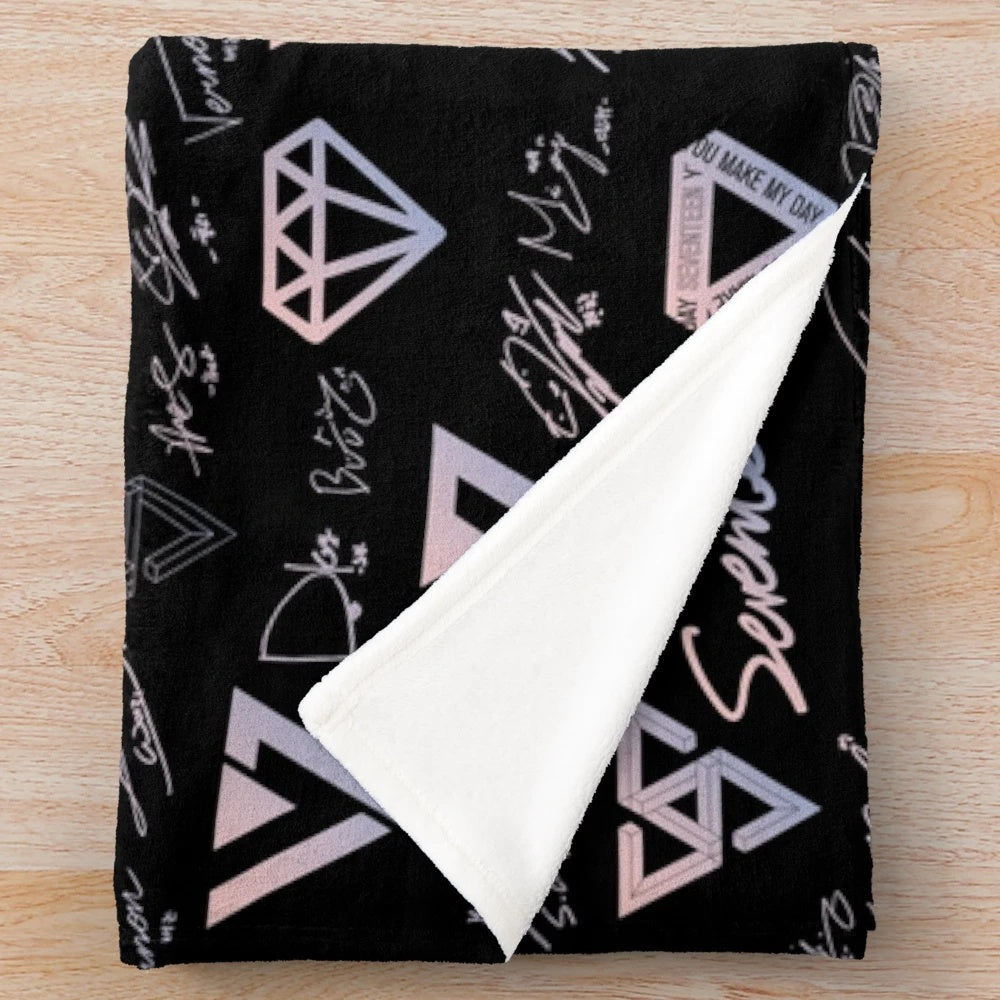 Seventeen inspired plush blanket with the group's signature and logo patterns