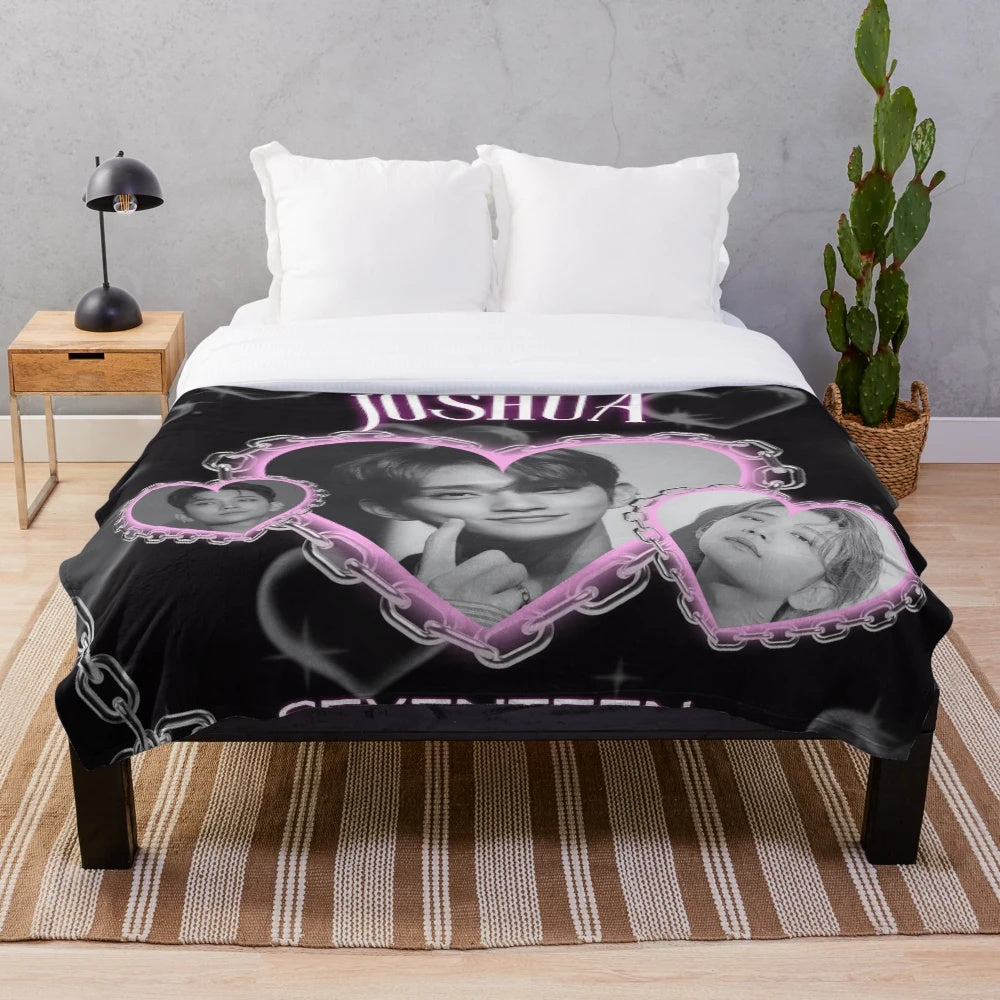 Seventeen Joshua Y2K Heart Plush Blanket