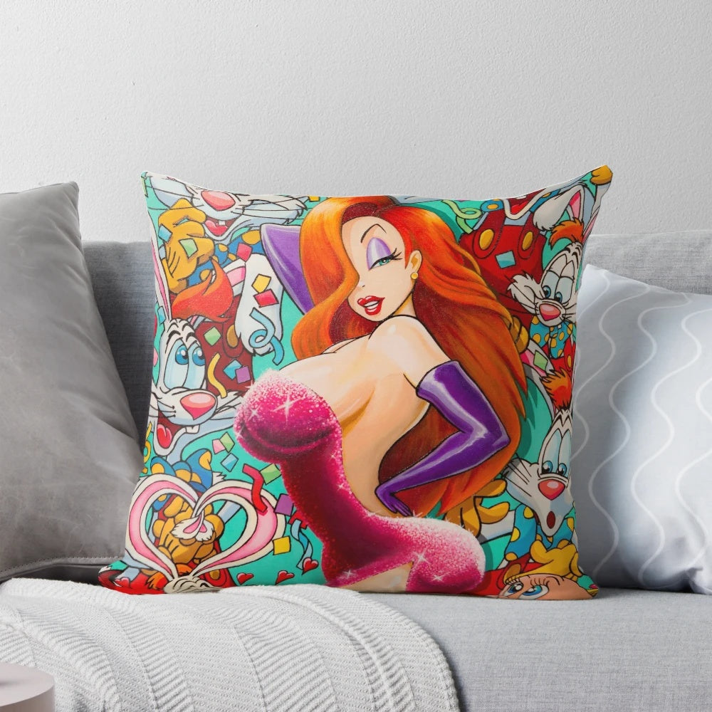 Sexy and stylish Jessica Rabbit inspired throw pillow for home decor