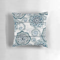 Shabby chic navy blue doodle pattern wooden throw pillow