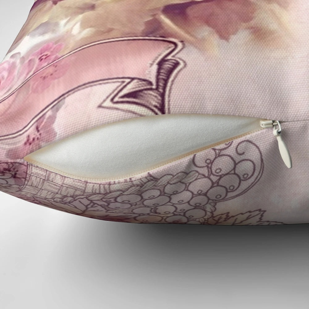 Shabby chic vintage-inspired floral patterned decorative throw pillow