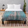 Shabby rustic weathered wood and turquoise plush blanket