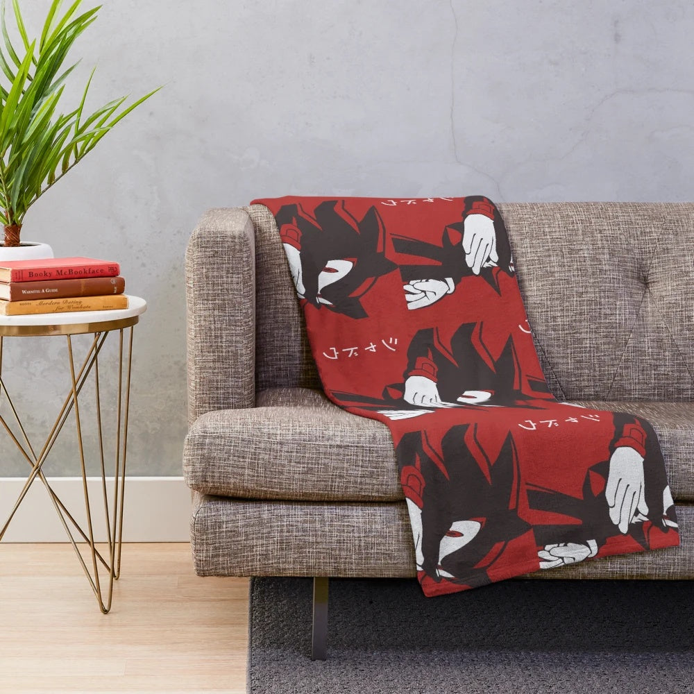 Shadow hedgehog anime-style plush blanket