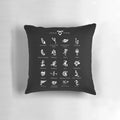 Throw pillow featuring a map of Shadowhunter runes from the Cassandra Clare book series The Infernal Devices and The Mortal Instruments.