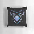 Shadowhunters-inspired pillow with angelic power rune design in blue watercolor with splashes