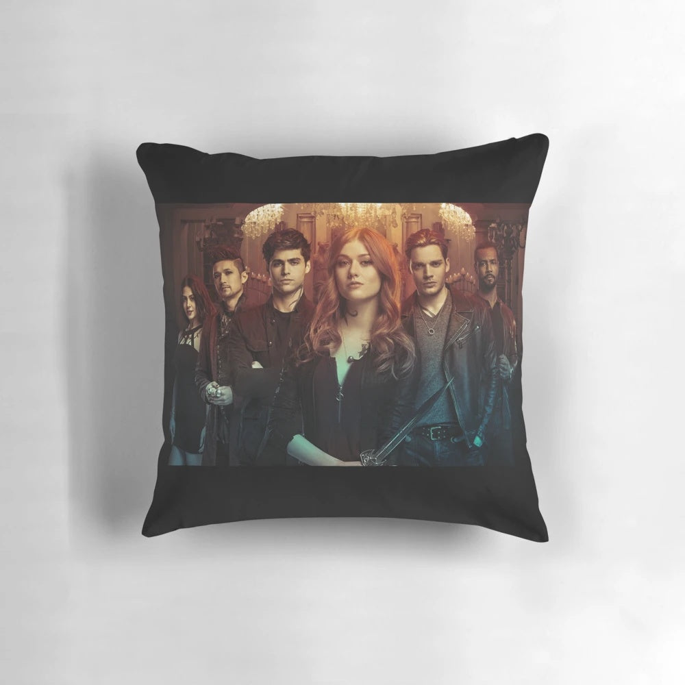 Shadowhunters Cast Pillow featuring Jace Herondale, Alec Lightwood, and other beloved Shadowhunter characters.