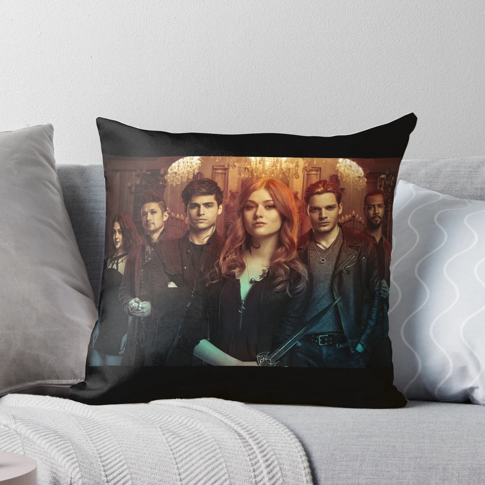 Shadowhunters Cast Pillow featuring Jace Herondale, Alec Lightwood, and other beloved Shadowhunter characters.