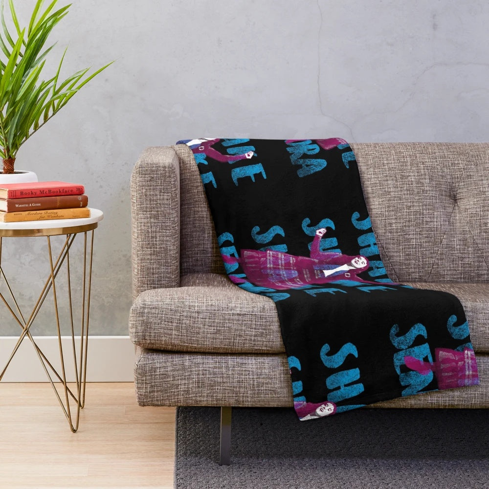 Shake Senora inspired plush blanket with fun 80s movie parody design