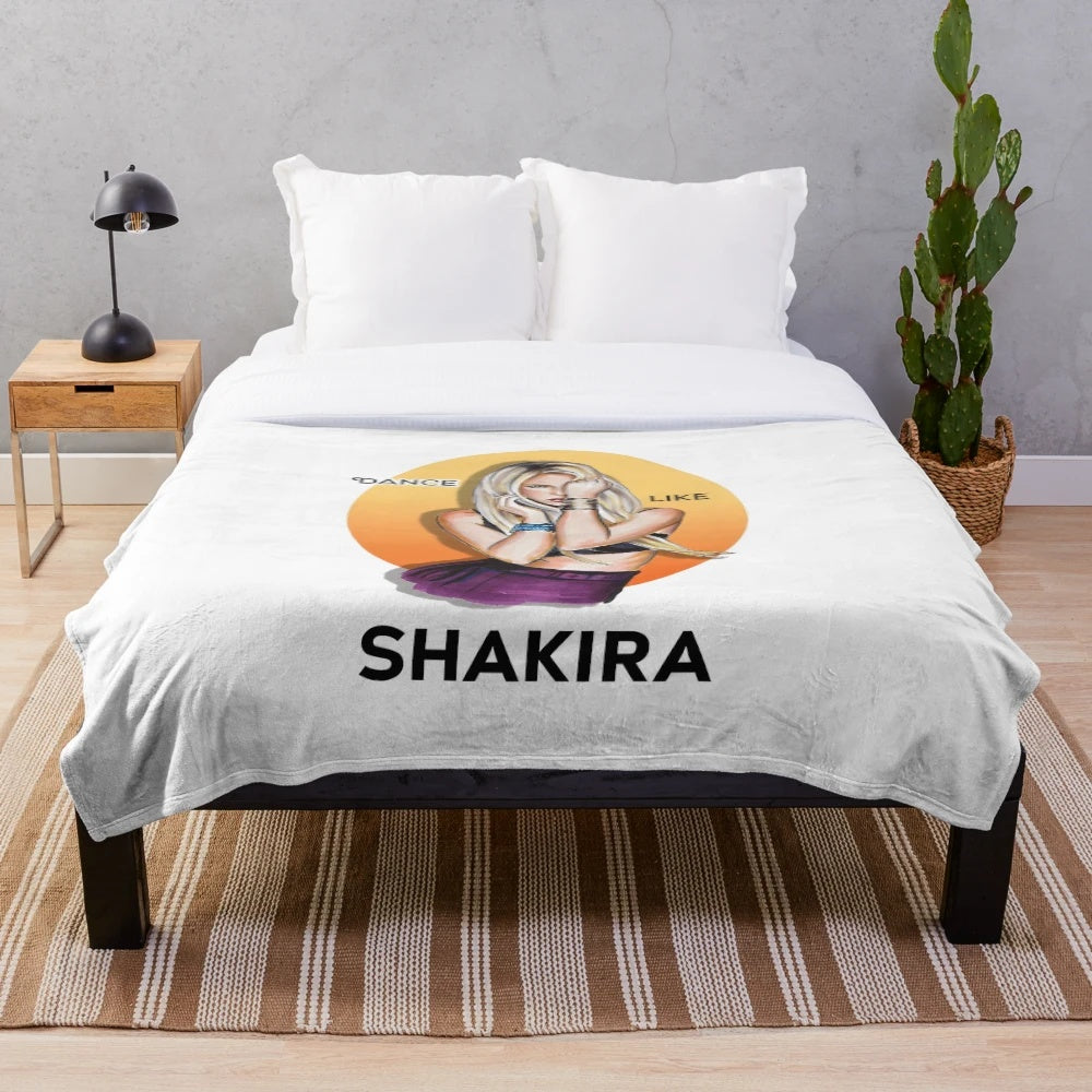 Colorful plush blanket featuring Shakira-inspired pop art design