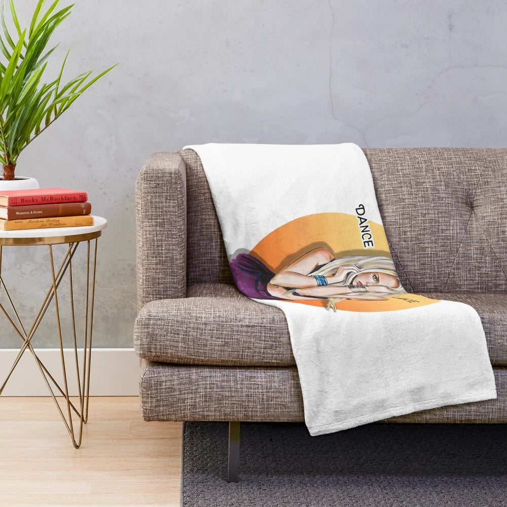 Colorful plush blanket featuring Shakira-inspired pop art design