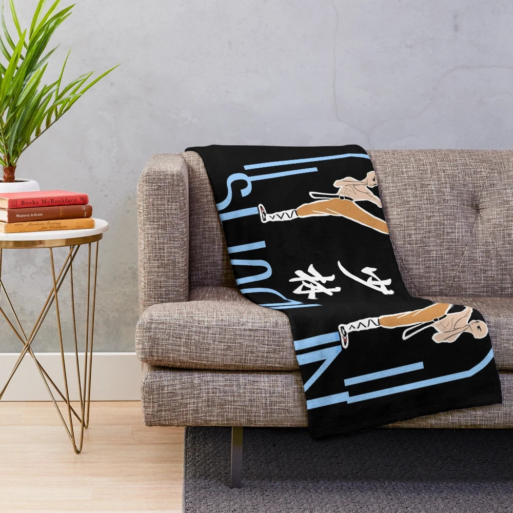 Soft and cozy plush blanket with Shaolin monk and martial arts design