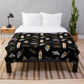 Soft, cozy plush blanket with a seamless pattern featuring a shark puppet design inspired by TikTok trends