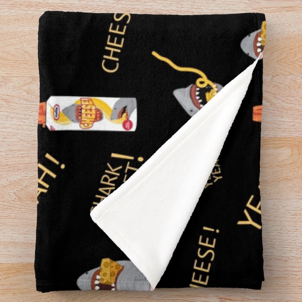Soft, cozy plush blanket with a seamless pattern featuring a shark puppet design inspired by TikTok trends