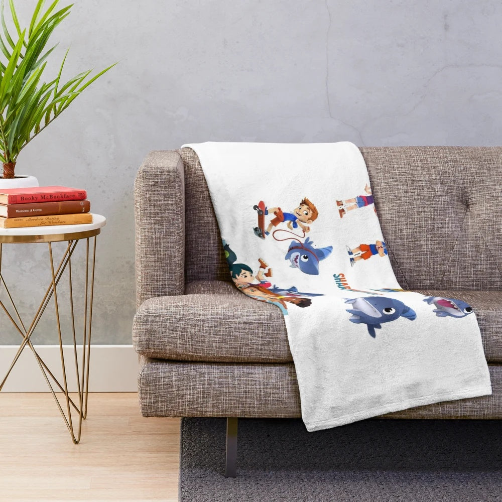 Sharkdog-themed plush blanket featuring the popular cartoon character