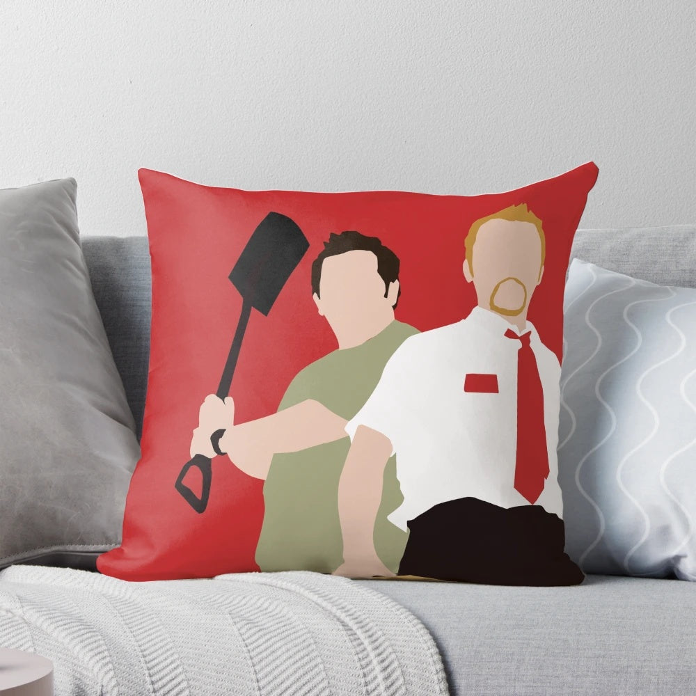 Shaun of the Dead movie-themed pillow with zombie and horror comedy design