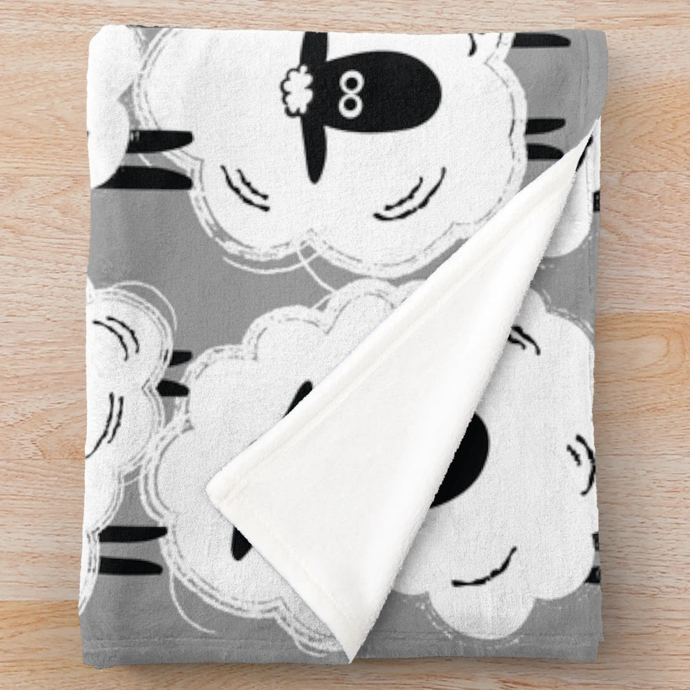Black Sheep Plush Blanket with Cute Sheep Artwork